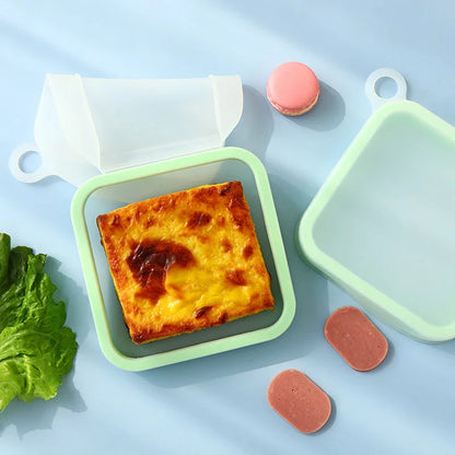 Silicone Sandwich Toast Box - Microwave and Fridge-Safe Portable Lunch Container