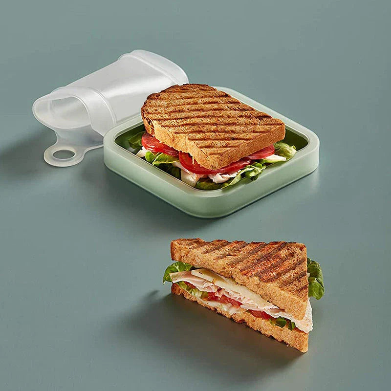 Silicone Sandwich Toast Box - Microwave and Fridge-Safe Portable Lunch Container