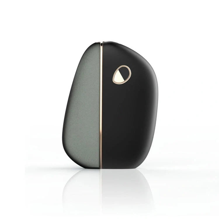 Foldable Portable Electric Tooth Flush in black and silver grey, compact design for travel