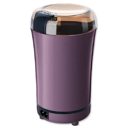Black mini grinder with stainless steel liner measuring 94mm×68mm×198mm for grinding coffee and spices