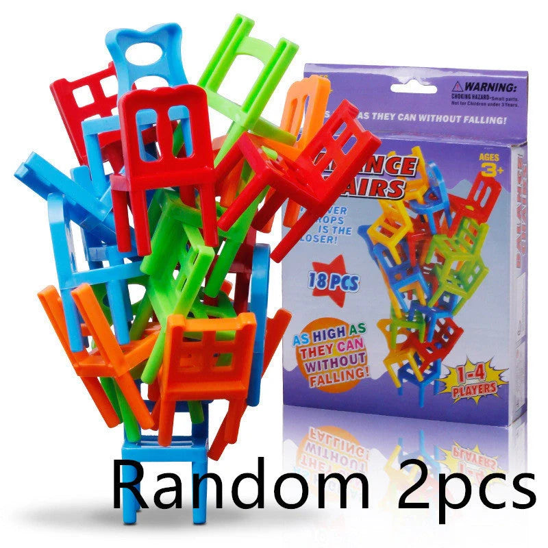 Colorful plastic balance chairs stacking game for educational family fun