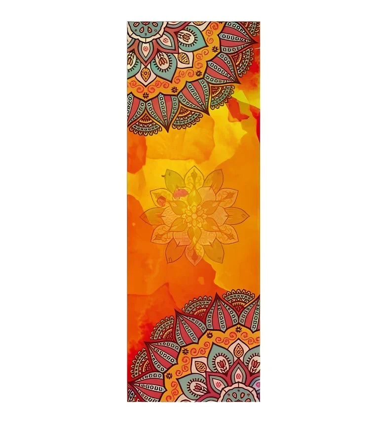 Microfiber yoga towel with mandala pattern measuring 183×63cm with 2mm thickness