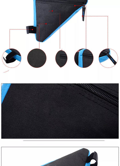 Mini Triangle Bicycle Bag in black, red, or blue for waterproof storage