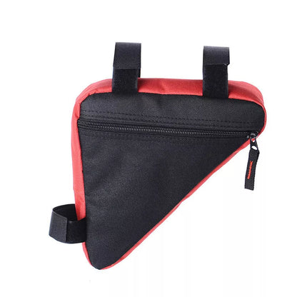 Mini Triangle Bicycle Bag in black, red, or blue for waterproof storage