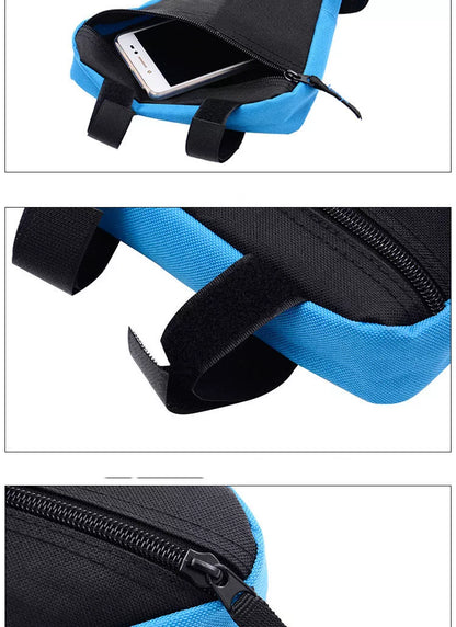 Mini Triangle Bicycle Bag in black, red, or blue for waterproof storage