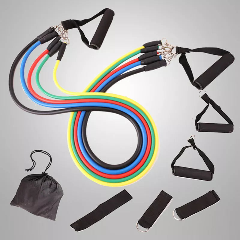 11-piece latex resistance rope set for fitness training