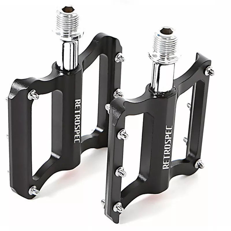 Lightweight aluminum mountain bike pedals with anti-skid nails and sealed bearings