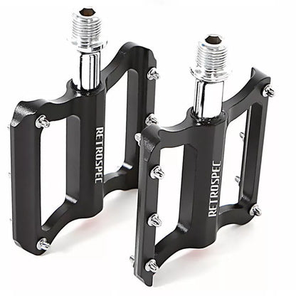 Lightweight aluminum mountain bike pedals with anti-skid nails and sealed bearings