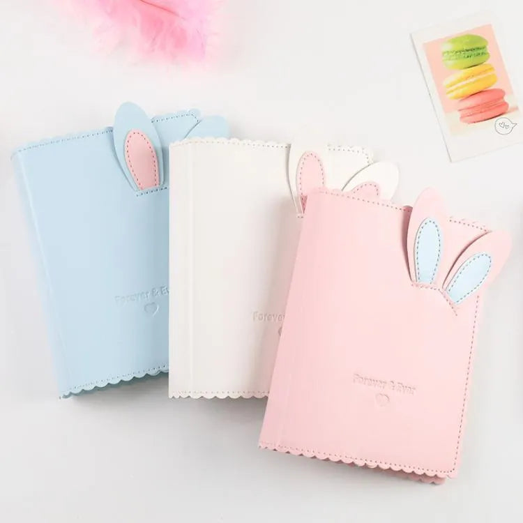 Cute Bunny Mini Album in pink, blue, or white showing compact size and loose-leaf pages