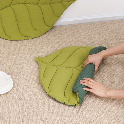 Leaf Shape Soft Dog Bed Mat in yellow and green, perfect for pets