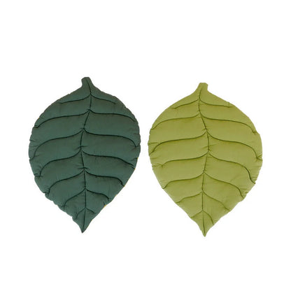 Leaf Shape Soft Dog Bed Mat in yellow and green, perfect for pets