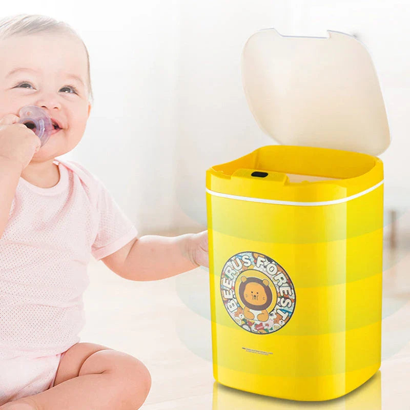 Touchless automatic trash can with motion sensor for convenient waste disposal in home or office
