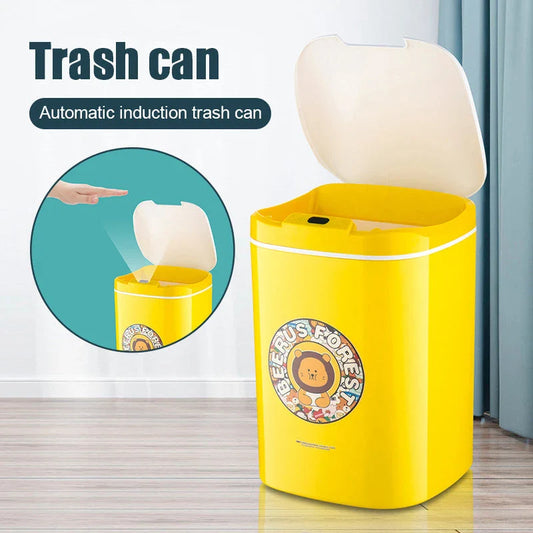Touchless automatic trash can with motion sensor for convenient waste disposal in home or office