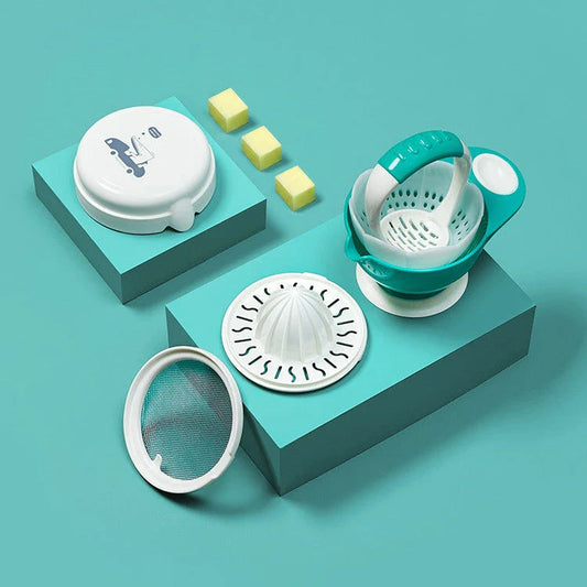 Multifunctional baby food mill and grinder set with large capacity grinding bowl for mashing, grinding, and juicing fruits and vegetables