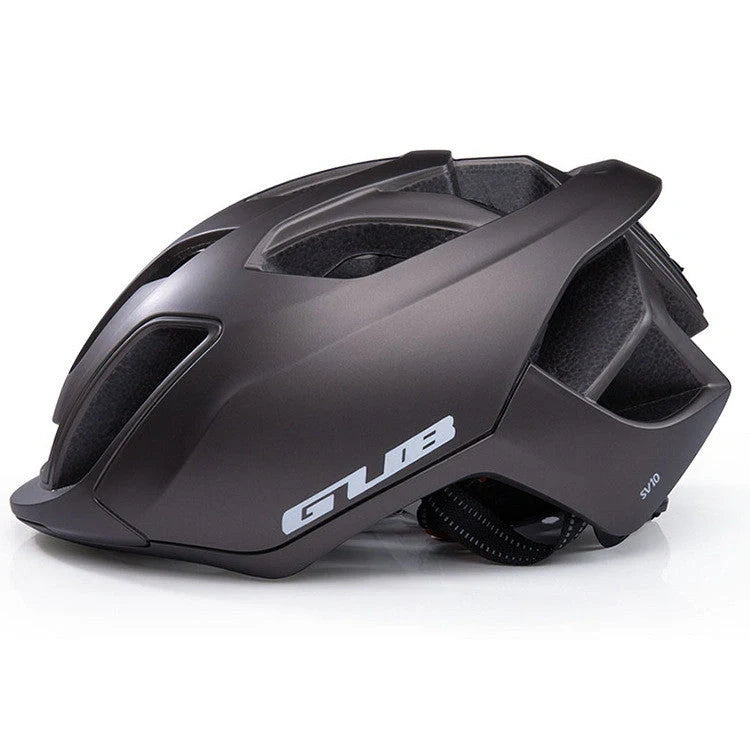 Rechargeable LED bicycle helmet in matt black, matt titanium, and pearl white with 9 lighting modes