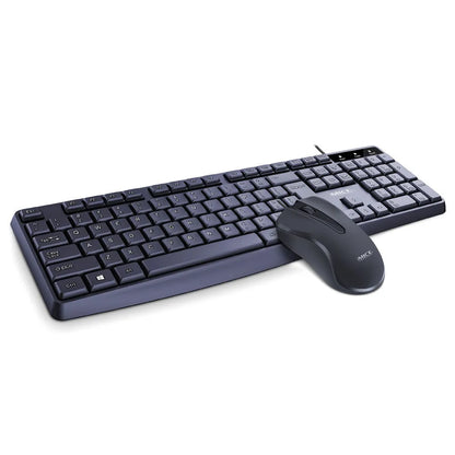 KM-520 wired keyboard and mouse set in black with USB connection, 104 keys and 1200dpi photoelectric mouse