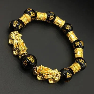 Retro six-character mantra beads bracelet, alloy electroplated, couple style, animal zodiac modelling, 10mm size