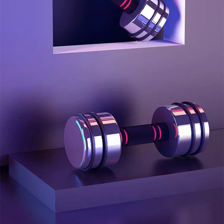 Stainless steel dumbbell set with removable weights and foam handle