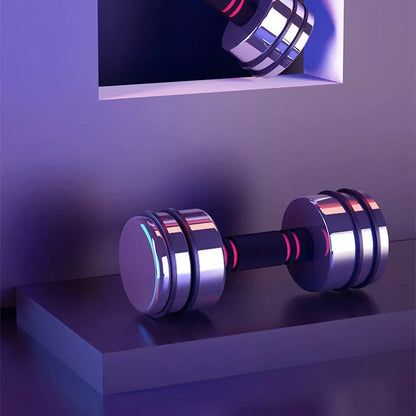 Stainless steel dumbbell set with removable weights and foam handle