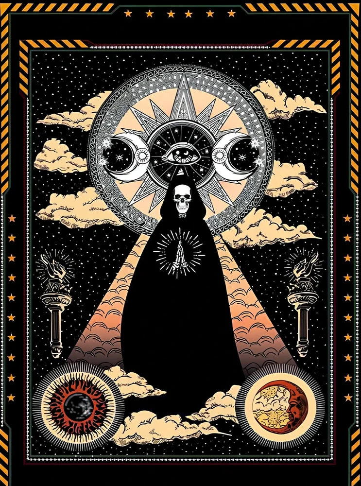 European-style geometric abstraction Halloween polyester tapestry, 200x150cm square hanging with machine-woven patterns