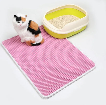 EVA double-layer cat litter mat in black, brown, grey, light blue or pink, sizes S to XL