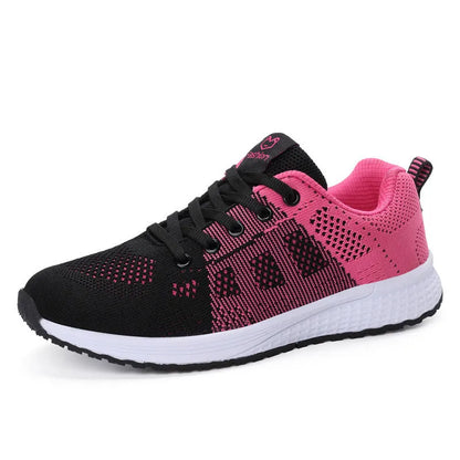 Women's high-top casual trainers with back lacing and sticky rubber outsole in black, pink, or white colours.