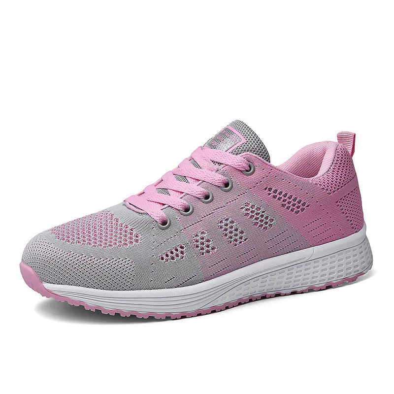 Women's high-top casual trainers with back lacing and sticky rubber outsole in black, pink, or white colours.