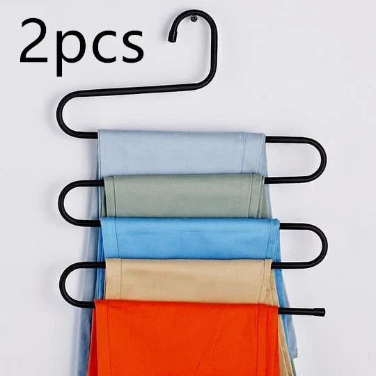 Sturdy 5-Tier Pants Rack in Stainless Steel for Closet Organization and Space-Saving Storage