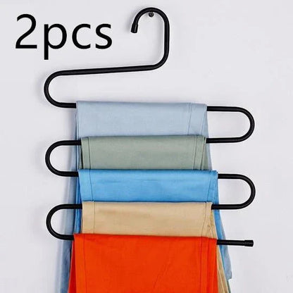 Sturdy 5-Tier Pants Rack in Stainless Steel for Closet Organization and Space-Saving Storage