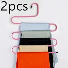 Sturdy 5-Tier Pants Rack in Stainless Steel for Closet Organization and Space-Saving Storage