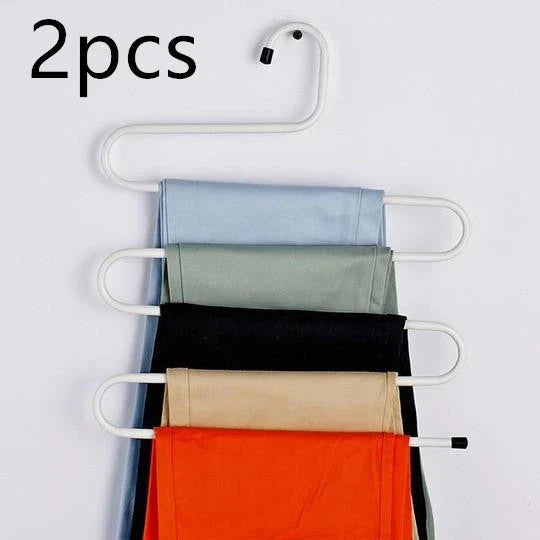 Sturdy 5-Tier Pants Rack in Stainless Steel for Closet Organization and Space-Saving Storage