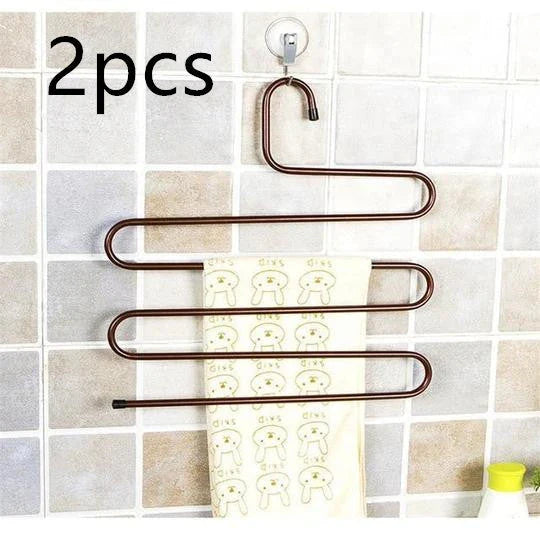 Sturdy 5-Tier Pants Rack in Stainless Steel for Closet Organization and Space-Saving Storage