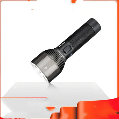 Black outdoor flashlight showing 164mm length with 59mm head diameter and Type-C charging port