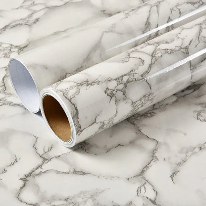 Premium peel-and-stick marble-look wall panels in various colors and sizes for kitchen and bathroom renovations
