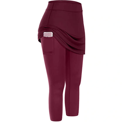 Women's tennis skirted leggings with pockets in various colors