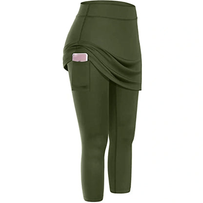 Women's tennis skirted leggings with pockets in various colors