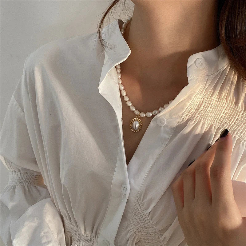 Elegant 925 sterling silver pearl pendant necklace for women with geometric design