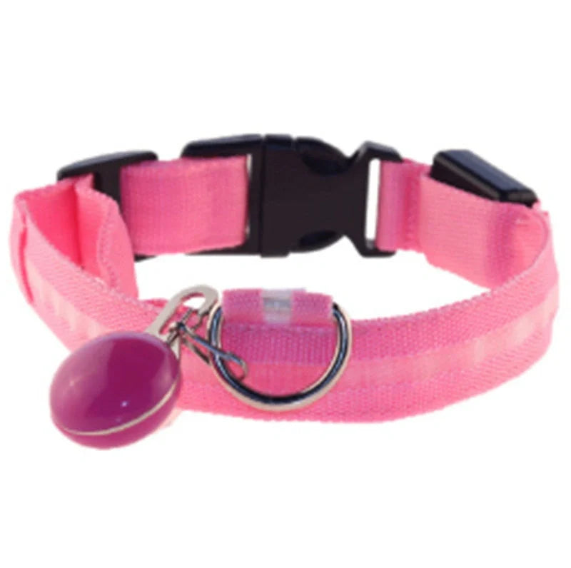 Luminous Dog Collar in various colors with three flashing modes for nighttime safety