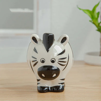 Simple cartoon animal ceramic flower pot for succulents and small plants, Nordic style, breathable and corrosion-resistant.