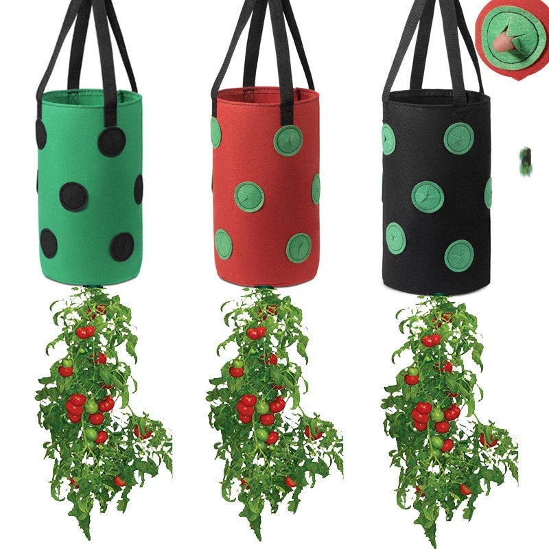 Breathable fabric vertical planter bag with 13 holes for easy plant monitoring and harvesting