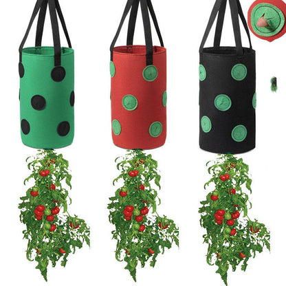 Breathable fabric vertical planter bag with 13 holes for easy plant monitoring and harvesting