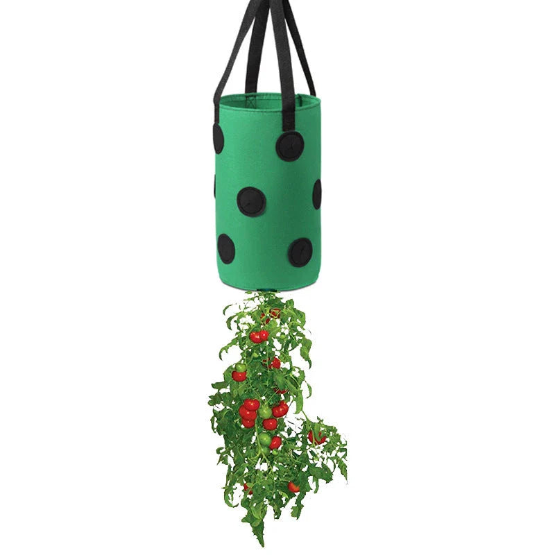 Breathable fabric vertical planter bag with 13 holes for easy plant monitoring and harvesting