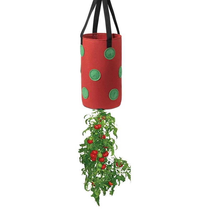 Breathable fabric vertical planter bag with 13 holes for easy plant monitoring and harvesting