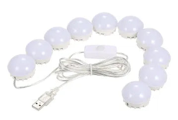 LED vanity mirror light kit with 6000K daylight bulbs, smart touch dimmer and adjustable length, 10 or 12 bulbs