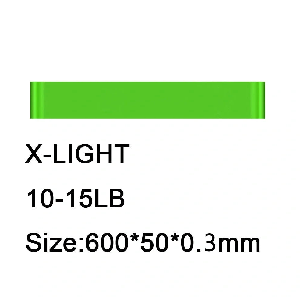Rally Loop resistance band set showing five colour-coded bands: yellow, red, green, blue, black for 10kg to 50kg resistance