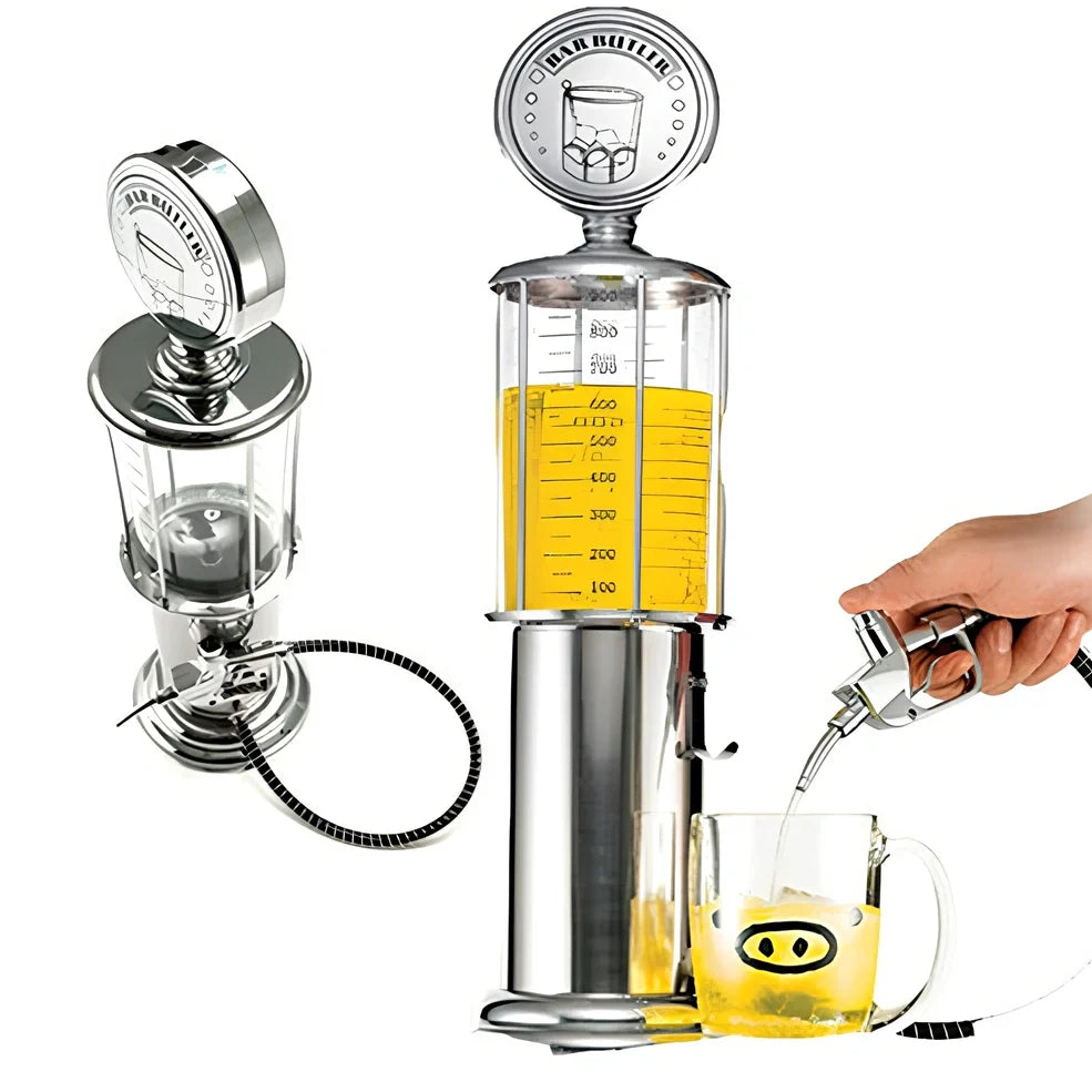 Chrome beverage dispenser with 1000cc capacity on 11.5cm square base