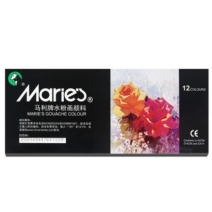 Marley gouache paint set showing multiple 5ml and 12ml pots in 12, 18 or 24 colour configurations