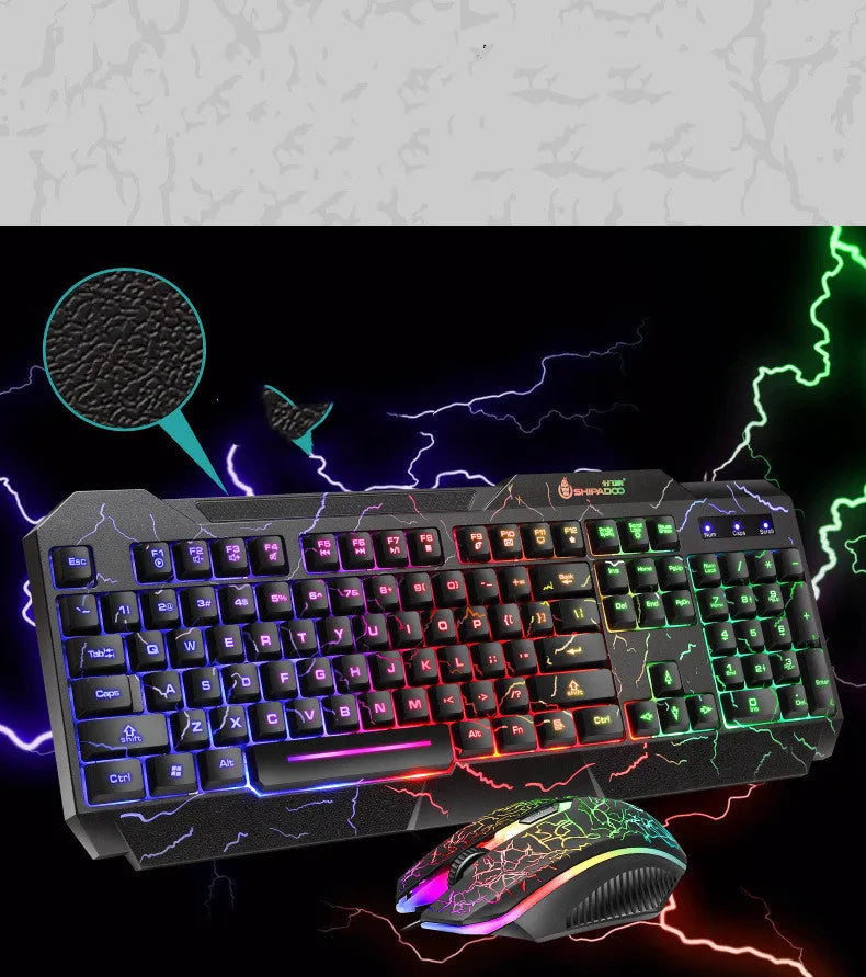 Wired USB keyboard and mouse set with backlight and 2400dpi optical mouse in SET1 or SET2 colour