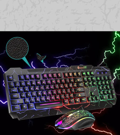 Wired USB keyboard and mouse set with backlight and 2400dpi optical mouse in SET1 or SET2 colour
