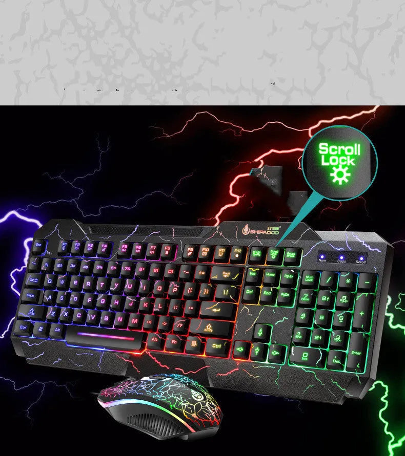 Wired USB keyboard and mouse set with backlight and 2400dpi optical mouse in SET1 or SET2 colour